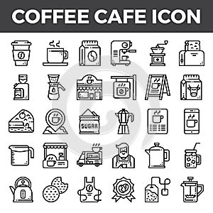 Coffee cafe outline icons