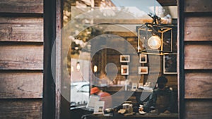 Coffee Cafe Shop Background, Abstract Defocused Blur of Interior Coffee Shop and Restaurant. Coffee Interiors Bar Space for