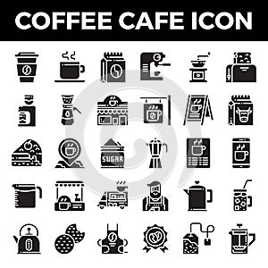 Coffee cafe solid icons