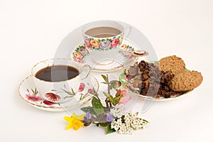 Coffee, cake and biscuit