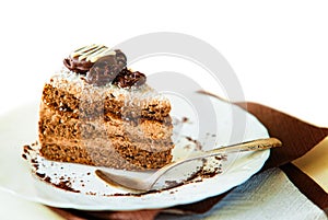 Coffee cake on white plate