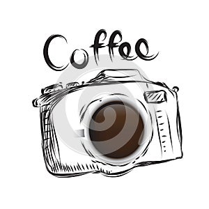 Coffee cameral business drawn icon symbol vector idea isolated.