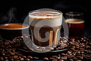 coffee and cappuccino drink on dark background with copy space reklamnÃÂ­ fotografie photo