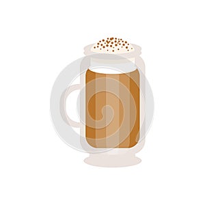 Coffee cappuccino in a glass mug vector Illustration