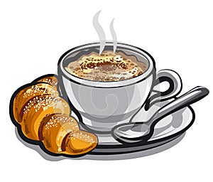 Coffee cappuchino with croissant photo