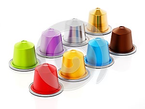 Coffee capsules isolated on white background. 3D illustration