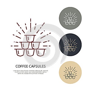 Coffee capsules vector line icon. Barista equipment linear logo. Outline symbol for cafe, bar, shop