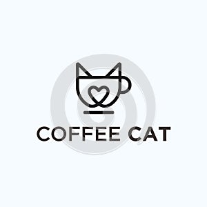 coffee cat logo design vector illustration