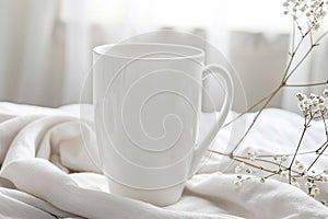 Coffee charming white mug for mokup photo