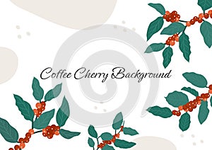 Coffee cherry tree frame with abstract background