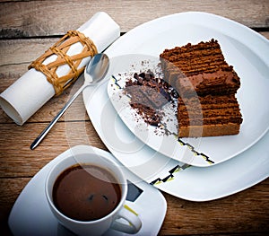 Coffee and chocolate cake
