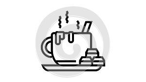 coffee chocolate line icon animation