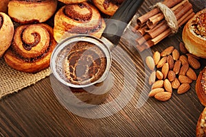 Coffee and cinnamon rolls