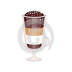 Coffee cocktail in irish coffee mug vector Illustration