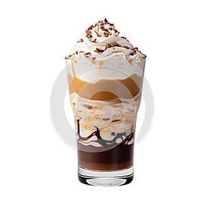 coffee cocktail with whipped cream, caramel and ice cream