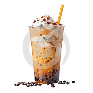 coffee cocktail with whipped cream, caramel and ice cream