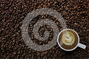 Coffee with coffee beans background series