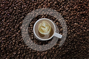 Coffee with coffee beans background series