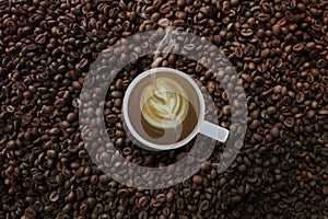 Coffee with coffee beans background series