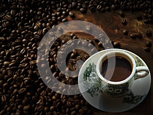 Coffee with coffee beans background series