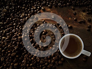 Coffee with coffee beans background series