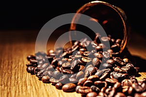 coffee, coffee beans, roasted coffee, roasted coffee beans, coffee beans isolated on Wooden background, coffee beans close up, co