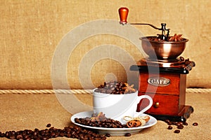 Coffee and coffee grinder