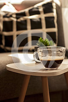 Coffee on a coffee table