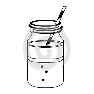 Coffee cold drink mason jar in black and white