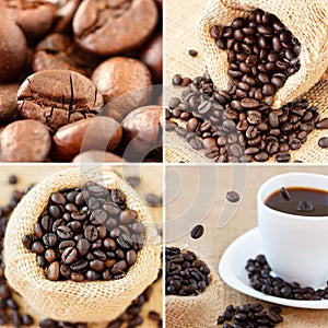 Coffee collage made with four unique images