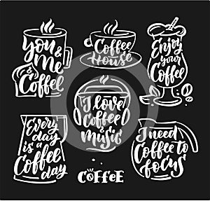 Coffee collection hand drawn letterin