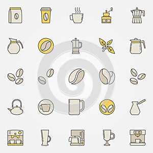 Coffee colorful icons set - vector creative symbols