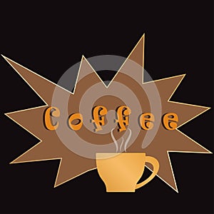 Coffee cup with a comic pop art star with the text coffee