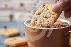 Coffee companionship Sweet cookies gracefully poured into a coffee mug