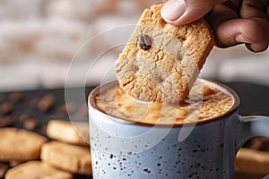 Coffee companionship Sweet cookies gracefully poured into a coffee mug