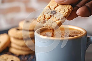 Coffee companionship Sweet cookies gracefully poured into a coffee mug