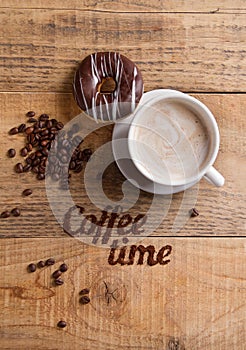 Coffee composition with cup and donut