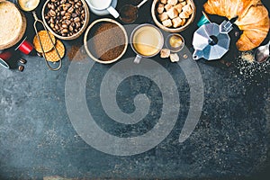 Coffee composition on dark background