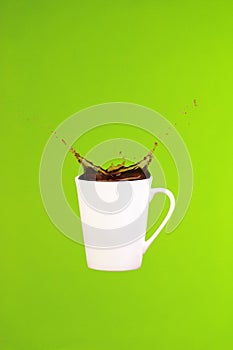 Coffee concept. Minimal art. Solid background. Coffee splashes.