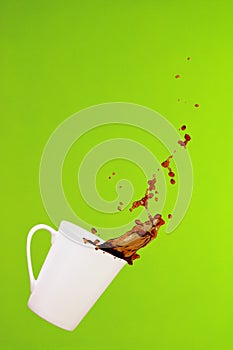 Coffee concept. Minimal art. Solid background. Coffee splashes.