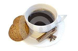 Coffee with cookies isolated on white background