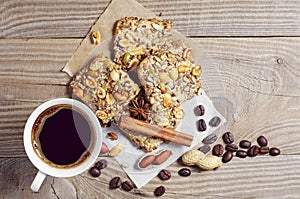 Coffee and cookies with nuts