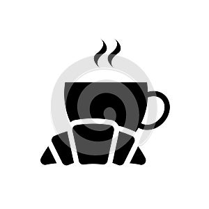 Coffee and croissant black icon