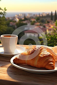 Coffee and croissant breakfast