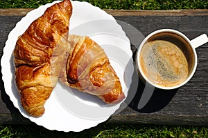 Coffee and croissant breakfast