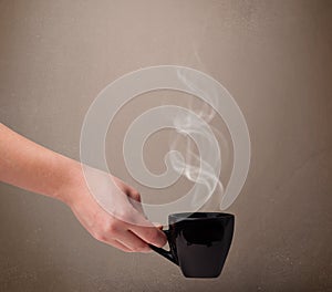 Coffee cup with abstract white steam