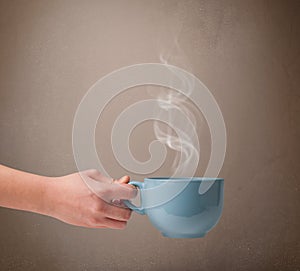 Coffee cup with abstract white steam