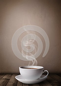 Coffee cup with abstract white steam