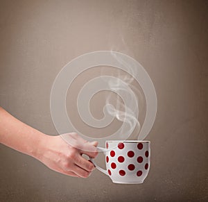 Coffee cup with abstract white steam