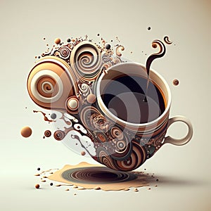 Coffee cup art, layers